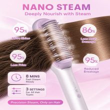برس حرارتی بخاردار شیگلم مدل Hydra Shot Steam straightening brush Pro وزن 775 گرم با مخزن بخار داخلی و سیستم یونساز