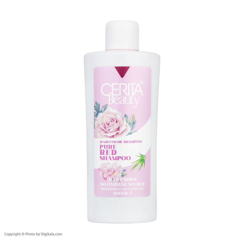 شامپو رنگساژ مو سریتا مدل Pure Red حجم 200 میلی‌لیتر، تثبیت‌کننده رنگ مو، درخشان‌کننده، حالت‌دهنده، حاوی عصاره آلوئه ورا، مناسب برای انواع مو، مخصوص خانم‌ها