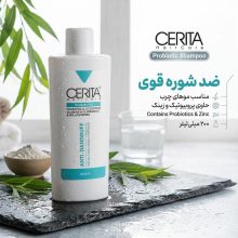 شامپو ضد شوره مو سریتا مدل پروبیوتیک، مناسب موهای چرب، حاوی پروبیوتیک، زینک اومادین، کلیمبازول و عصاره بید، حجم 200 میلی‌لیتر